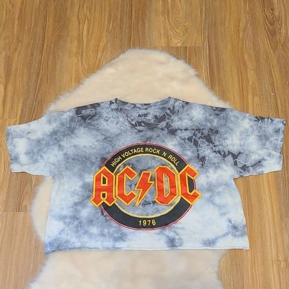 AC/DC Tops - AC/DC Cropped tie-dye t-shirt